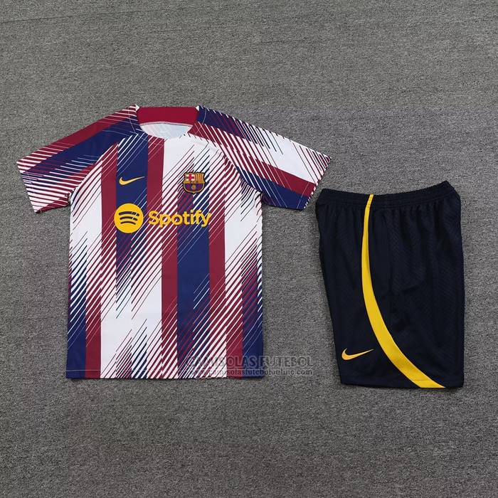 Fato de Treino Barcelona Manga Curta 2023 Azul Y Vermelho - Calcas Curta